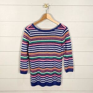 Talbots pastel colored horizontal striped woven linen 3/4 length sleeve size P